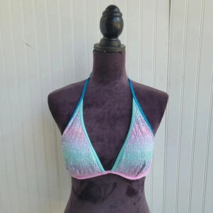 Victoria's Secret Lilac Purple Blue Lace String Bikini Swim Top Triangle 34B